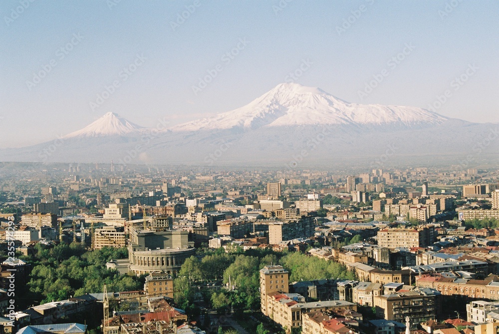 Mountain Ararat and city Yerevan.