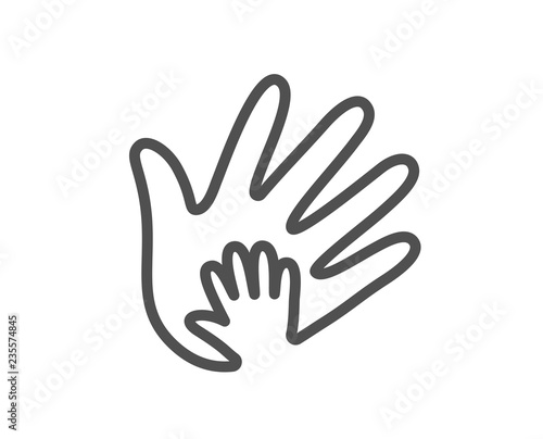 Hand line icon. Social responsibility sign. Honesty, collaboration symbol. Quality design flat app element. Editable stroke Social responsibility icon. Vector
