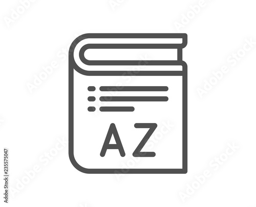 Vocabulary line icon. Book glossary sign. Quality design flat app element. Editable stroke Vocabulary icon. Vector