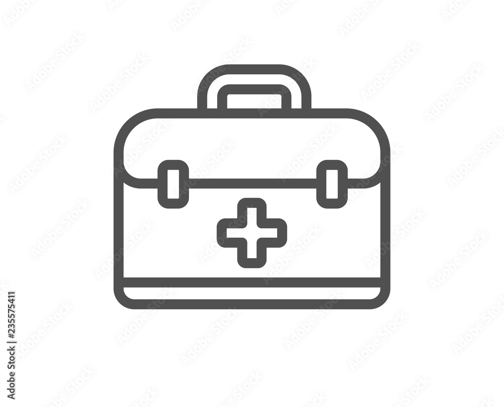 First aid kit line icon. Medical case sign. Quality design flat app element. Editable stroke First aid icon. Vector First aid kit line icon. Medical case sign. Quality design flat app element. Editable stroke First aid icon. Vector