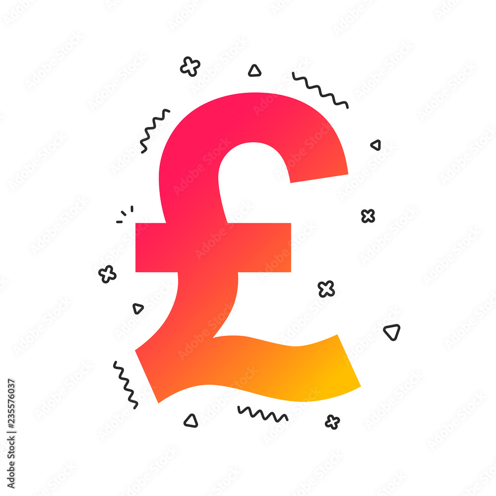 Pound sign icon. GBP currency symbol. Money label. Colorful