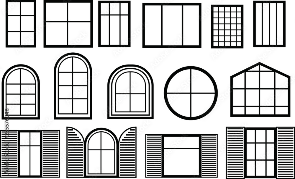 Simple window outline set Stock Vector Adobe Stock