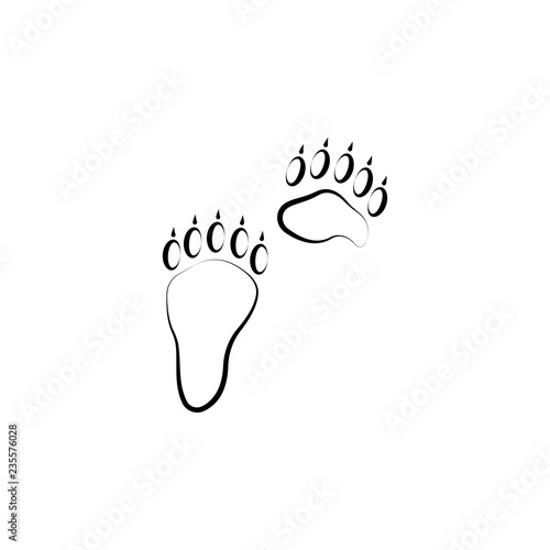 Bear tracks icon. Element of animal track for mobile concept and web apps. Hand drawn Bear tracks icon can be used for web and mobile