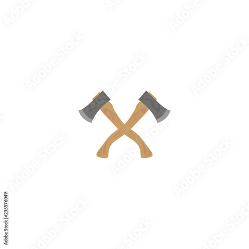 Two crossed axes on a white background. Vector illustration