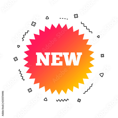 New sign icon. New arrival star symbol. Colorful geometric shapes. Gradient new icon design.  Vector