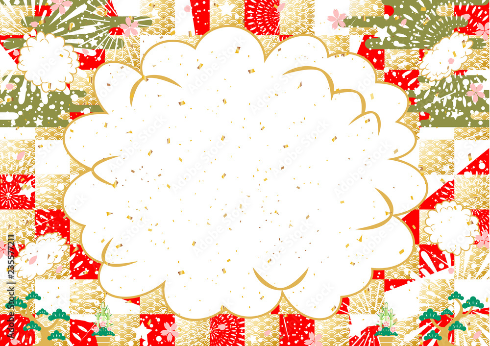 正月花火吹出し市松背景stock Vector Adobe Stock
