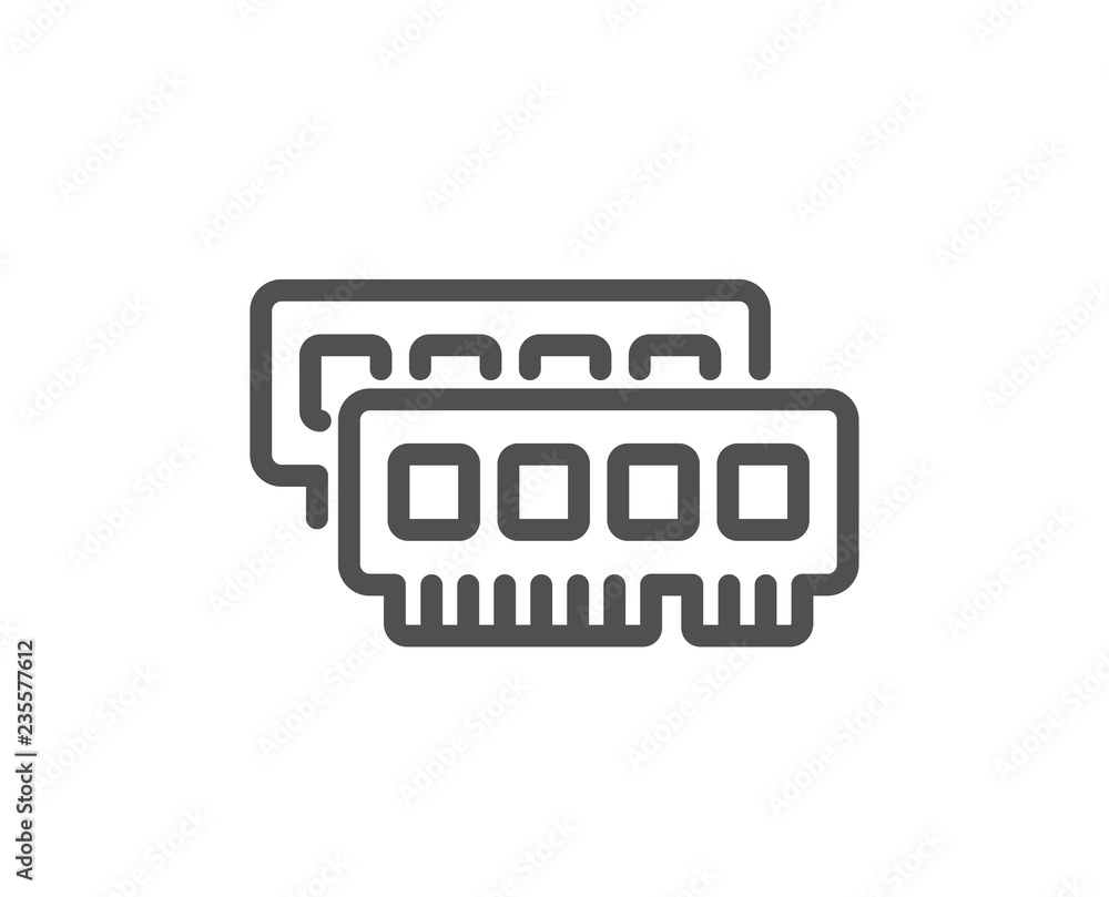 Ram line icon. Computer random-access memory component sign. Quality design flat app element. Editable stroke Ram icon. Vector Ram line icon. Computer random-access memory component sign. Quality design flat app element. Editable stroke Ram icon. Vector