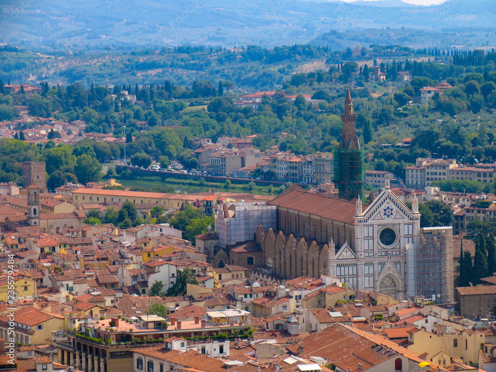 Scenic view of the red tile roofs of Florence, Italy