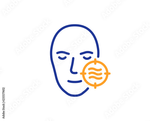 Problem face skin line icon. Need facial care sign. Target symbol. Colorful outline concept. Blue and orange thin line color icon. Problem skin Vector