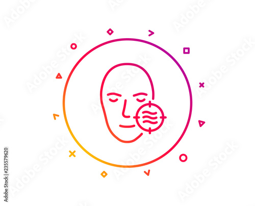 Problem face skin line icon. Need facial care sign. Target symbol. Gradient pattern line button. Problem skin icon design. Geometric shapes. Vector