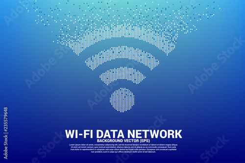 PrintVector Polygon wi-fi mobile data network icon from pixel. Concept for data transfer of mobile and wi-fi data network.