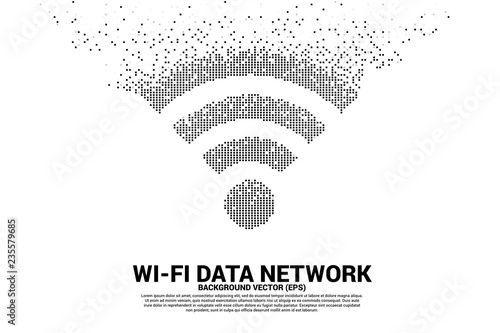 Vector Polygon wi-fi mobile data network icon from pixel. Concept for data transfer of mobile and wi-fi data network.