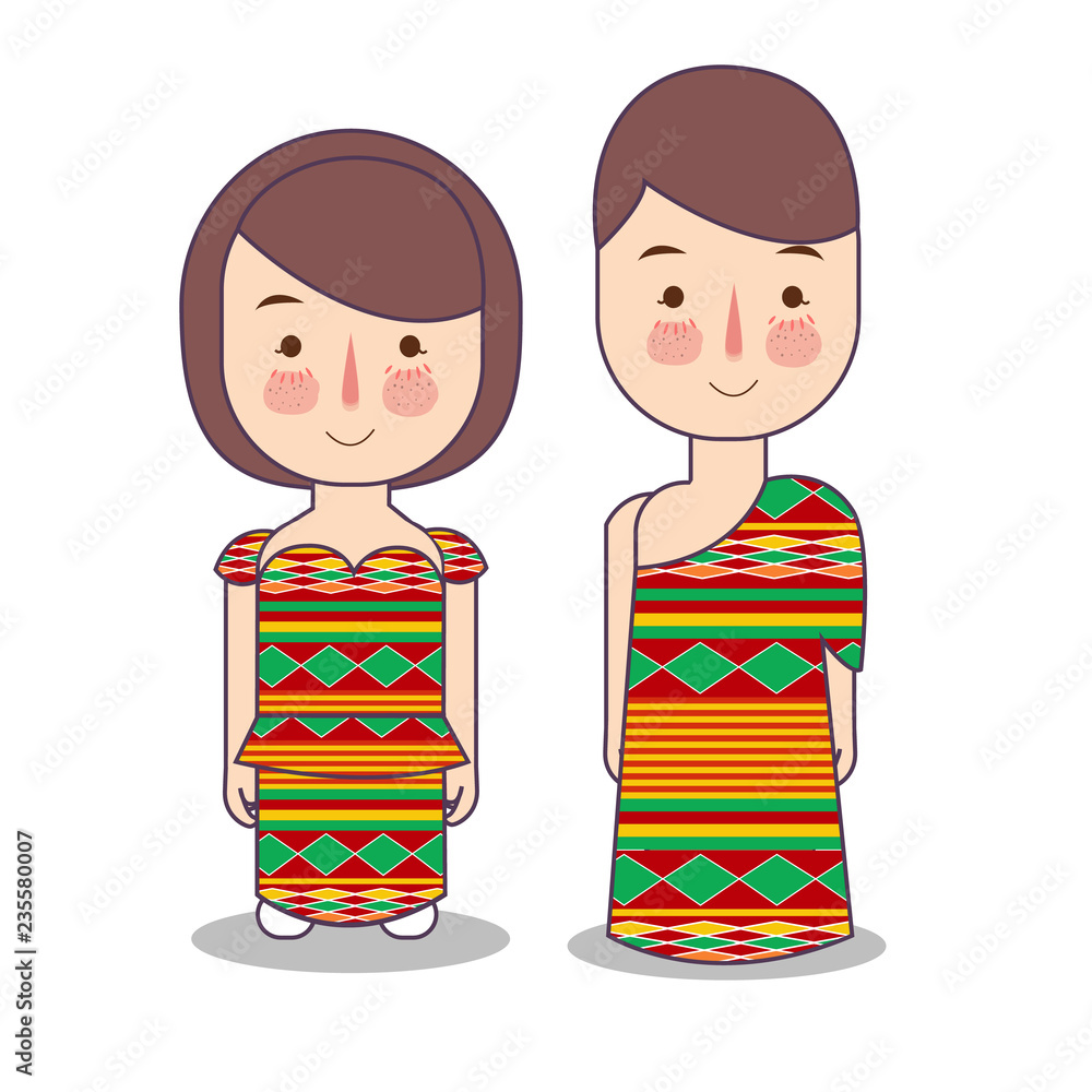 Ghana couple traditional national clothes of country in west africa