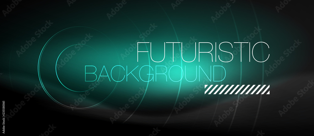 Dark abstract background with glowing neon circles Dark abstract background with glowing neon circles
