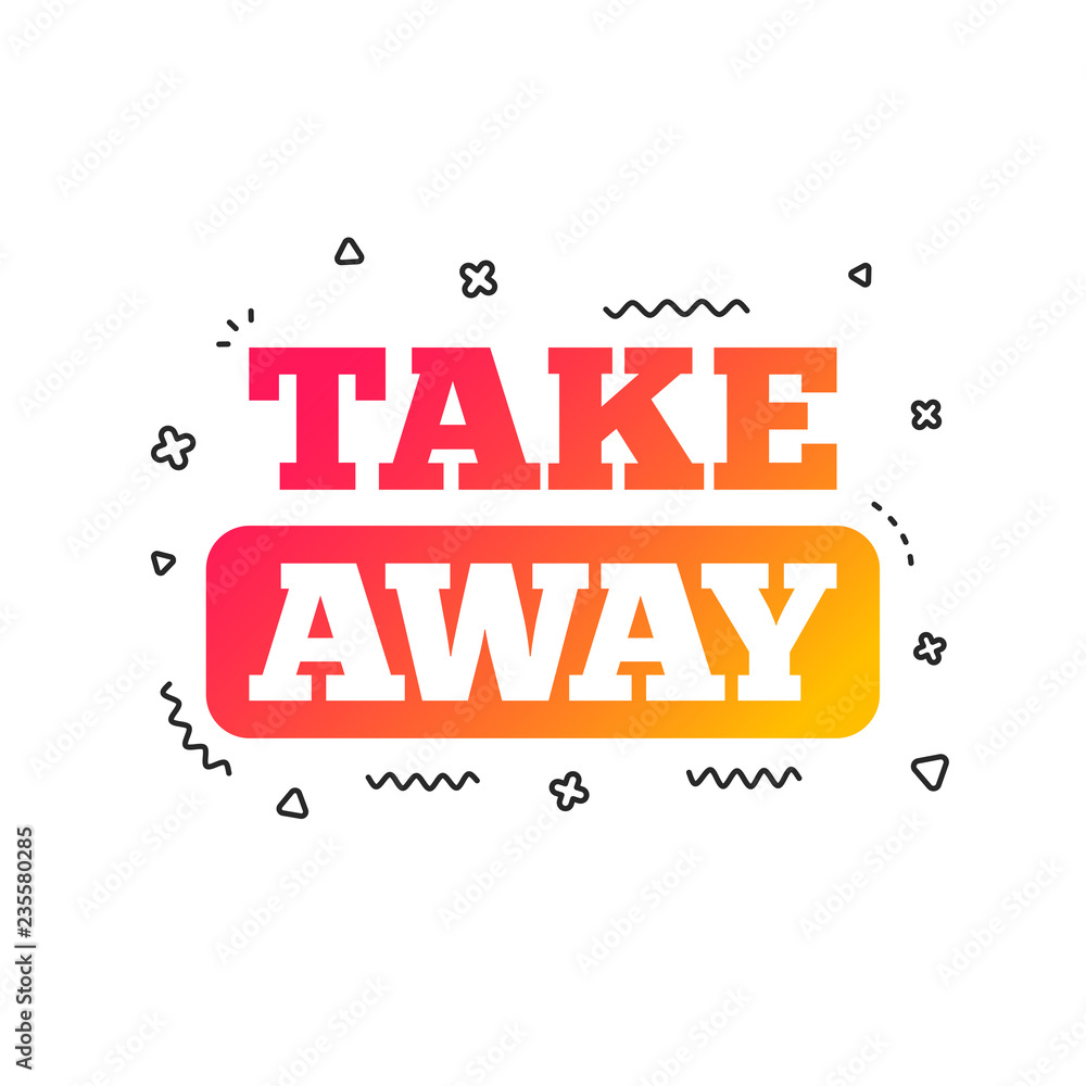 Take away sign icon. Takeaway food or coffee drink symbol. Colorful  geometric shapes. Gradient take away icon design. Vector Stock Vector |  Adobe Stock