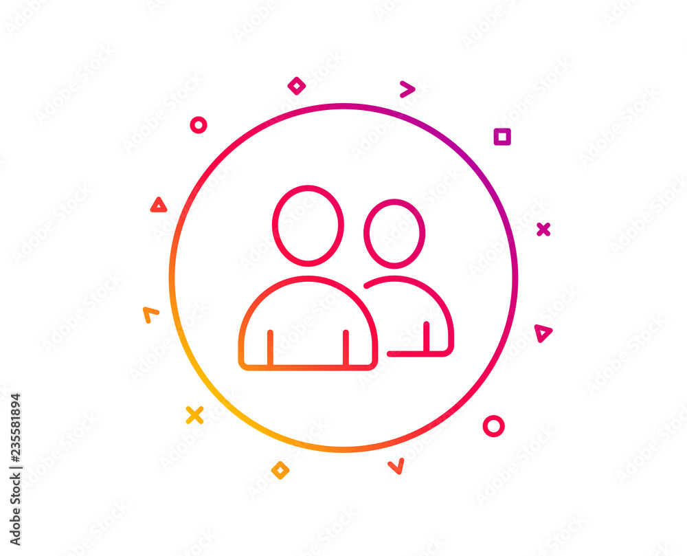 User line icon. Couple or Group sign. Person silhouette symbol. Gradient pattern line button. Users icon design. Geometric shapes. Vector User line icon. Couple or Group sign. Person silhouette symbol. Gradient pattern line button. Users icon design. Geometric shapes. Vector