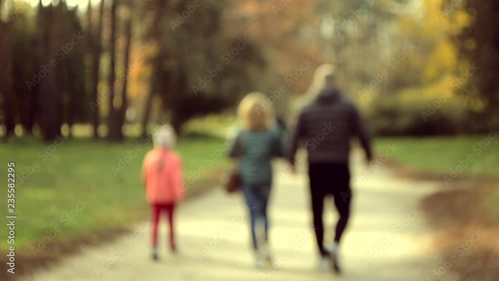 People walk the park. People walking slowly relax in the forest. Blurred Background. Beautiful natural autumn backdrop People walk the park. People walking slowly relax in the forest. Blurred Background. Beautiful natural autumn backdrop