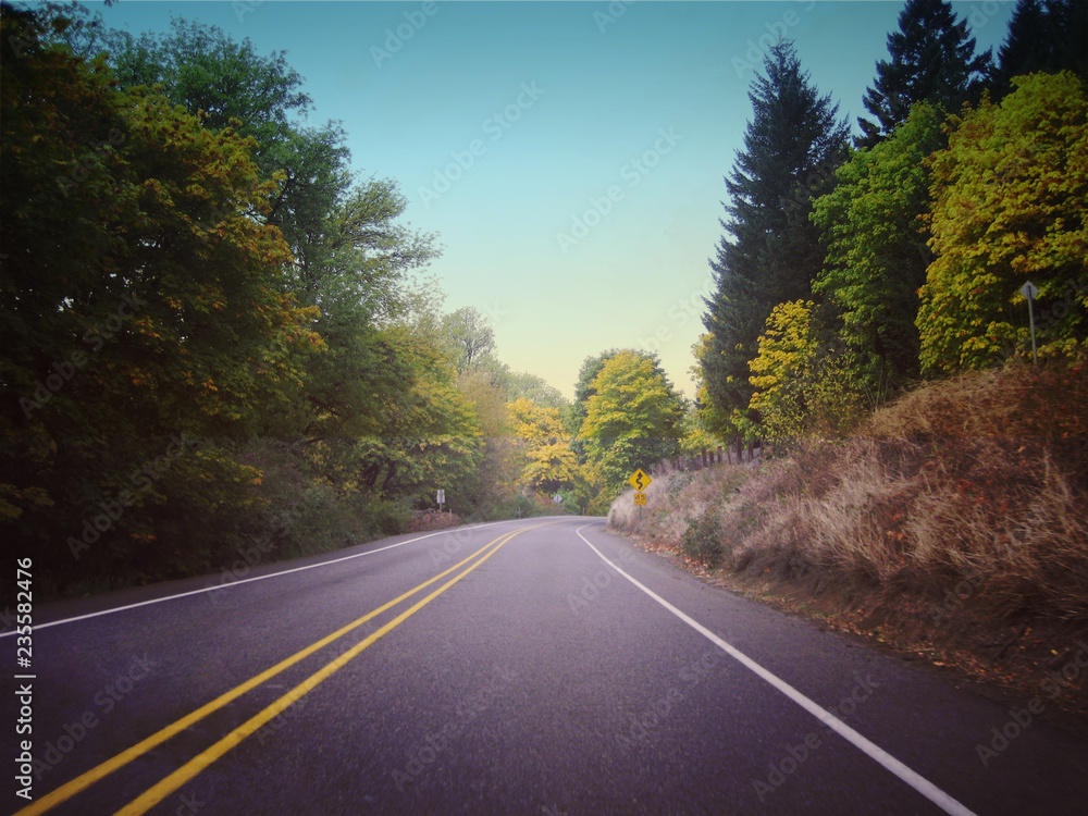 Naklejka premium Roadtrip in beautiful landscape. Pacific coast highway.