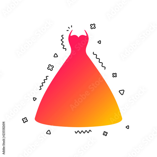 Woman dress sign icon. Elegant bride symbol. Colorful geometric shapes. Gradient wedding icon design.  Vector