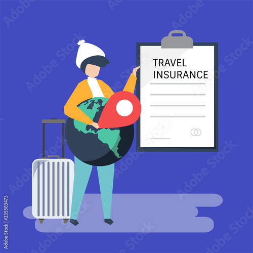 A traveler with a travel insurance policy document