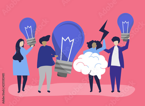 Character illustration of people with creative ideas icons