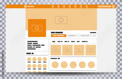 Mock up web page browser, concept of social page Interface on the laptop, social media vector illustration template