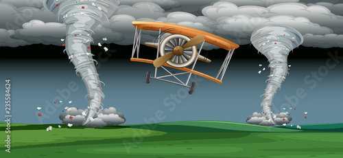 Airplane flying in bad weather