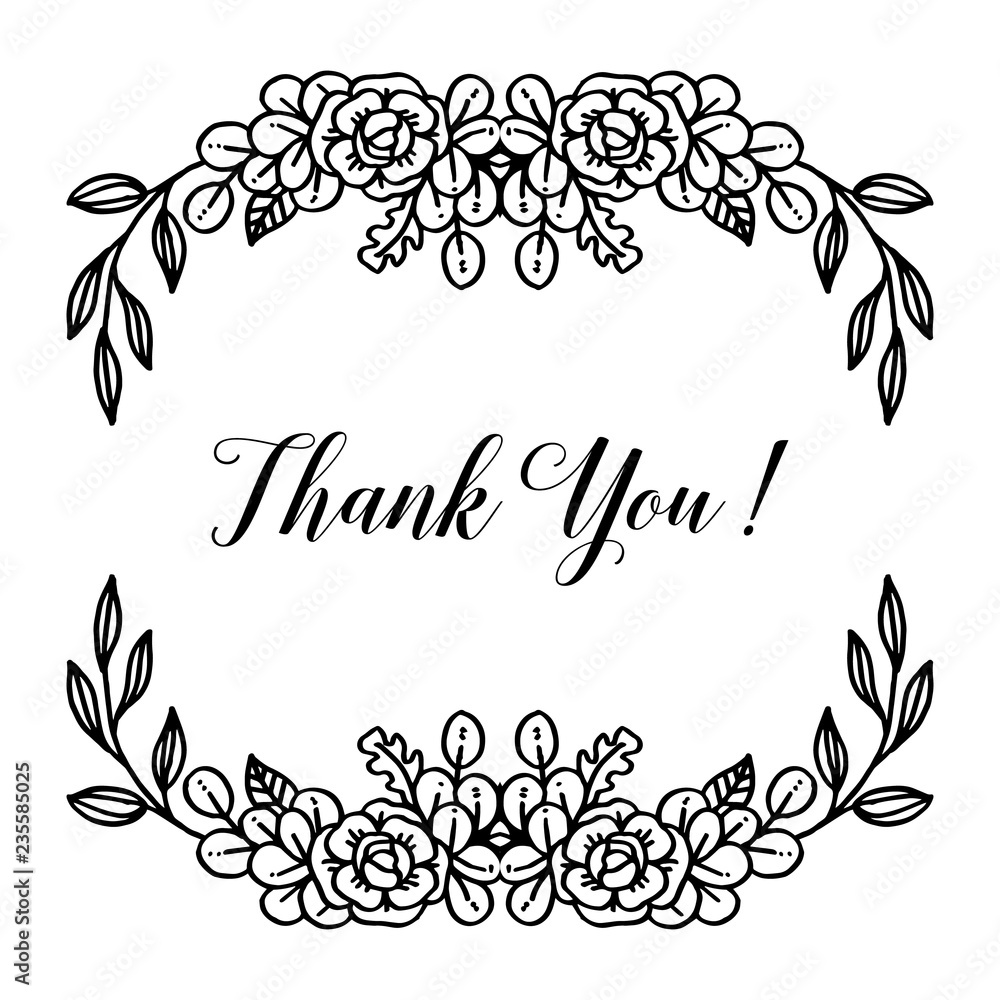 Vector With Thank You Floral Hand Draw