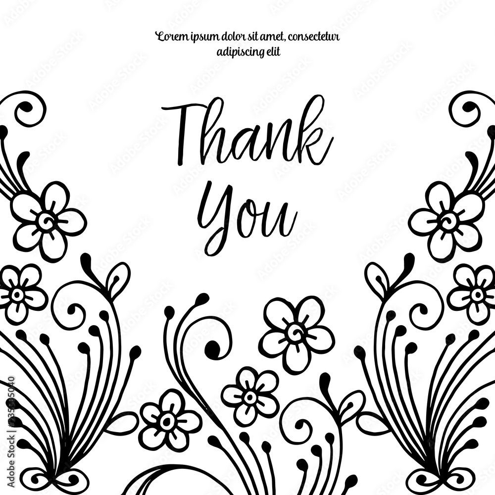 Thank you floral ornament hand draw vector illustration Thank you floral ornament hand draw vector illustration