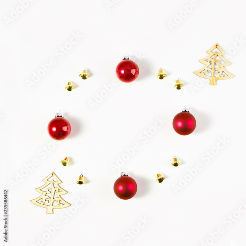 Christmas decorations on white background.