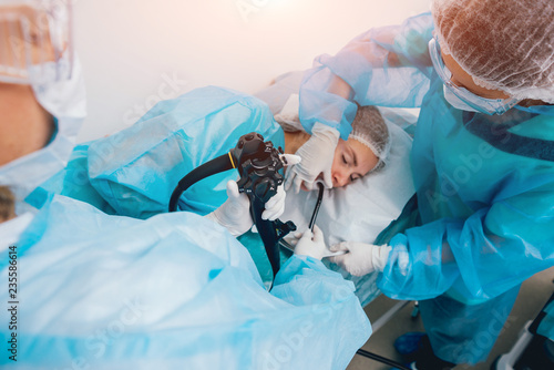 Fototapeta Naklejka Na Ścianę i Meble -  Endoscopy at the hospital. Doctor holding endoscope before gastroscopy