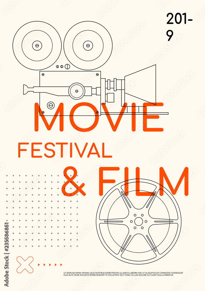 Obraz premium Movie and film poster design template background modern vintage retro style