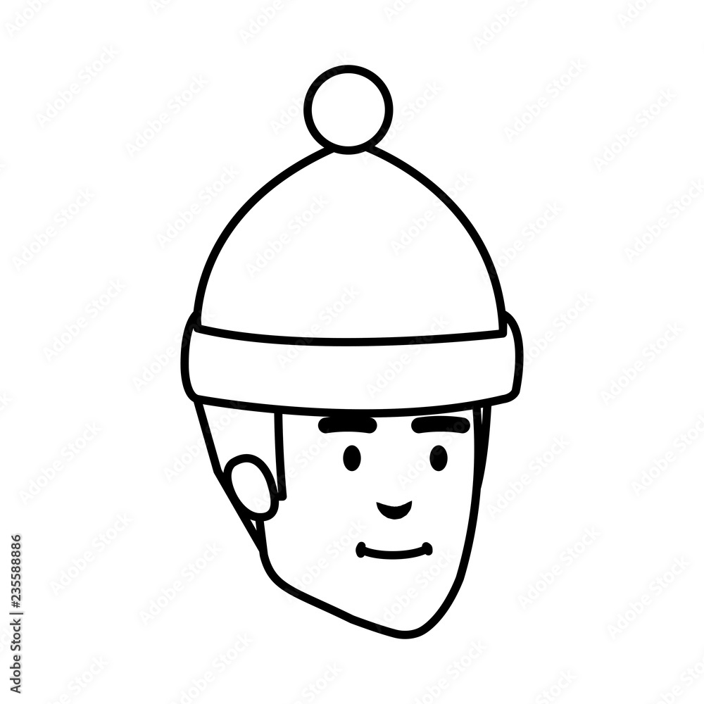 Fototapeta premium young man head with winter hat