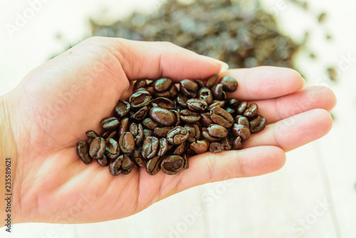 Coffee beans in the hand