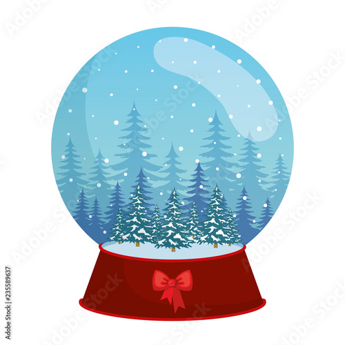 day snowscape scene in sphere christmas