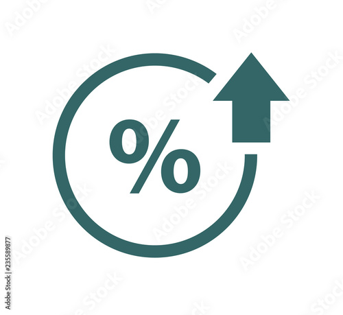 Percent up line icon. Percentage, arrow, reduction. Banking concept