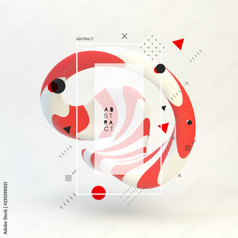 Fototapeta premium 3d abstract vector illustration. Striped object. Cover design template.