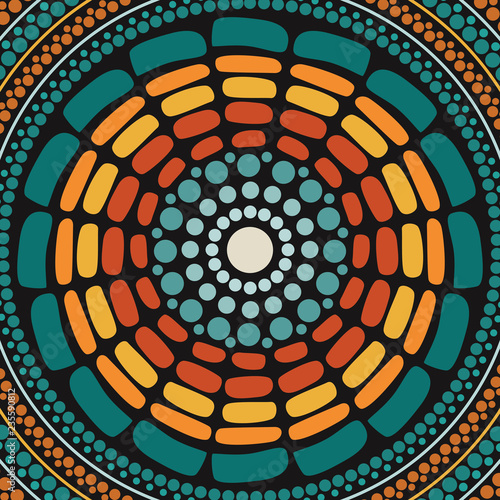 Aboriginal dot art vector painting. Target and focus concept
