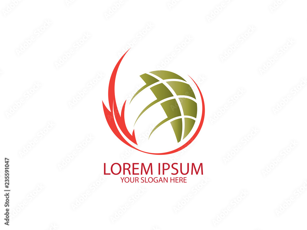 Global Business vector logo design template. Illustration with leaf and globe symbol. This logo could be used for successful businesses