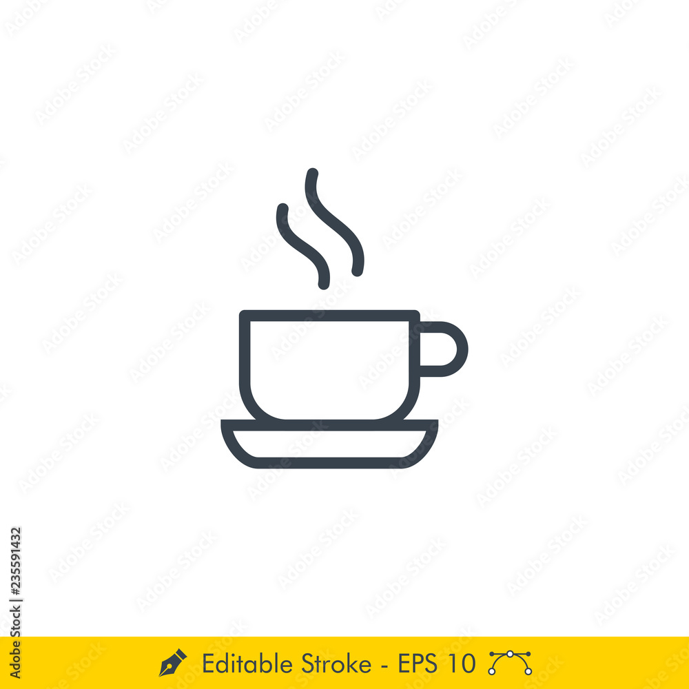 Coffee / Tea Icon / Vector - In Line / Stroke Design Coffee / Tea Icon / Vector - In Line / Stroke Design