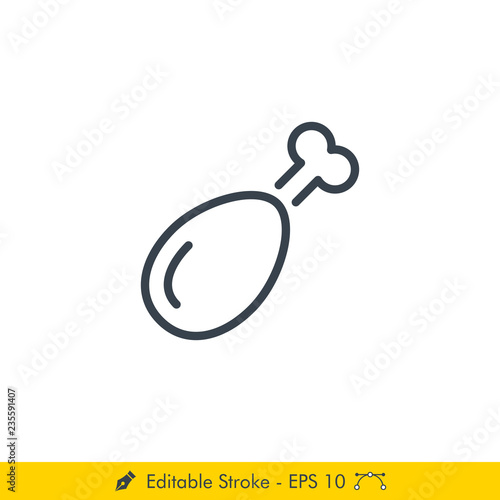 Chicken Icon / Vector - In Line / Stroke Design