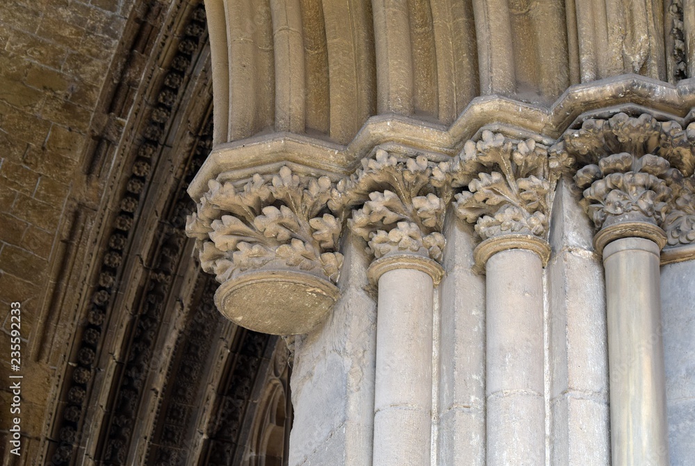 The antique bas-reliefs. The pattern of shapes. Selimiye mosque (former Hagia Sophia). Nicosia. The Turkish Republic Of Northern Cyprus.