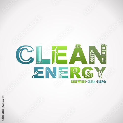 Clean Renewable Green Energy Text Design Infographic