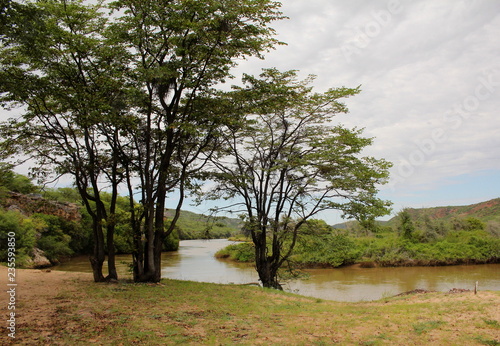 Peaceful scenery of the Kunene River near Ruacana, northern Namibia. photo