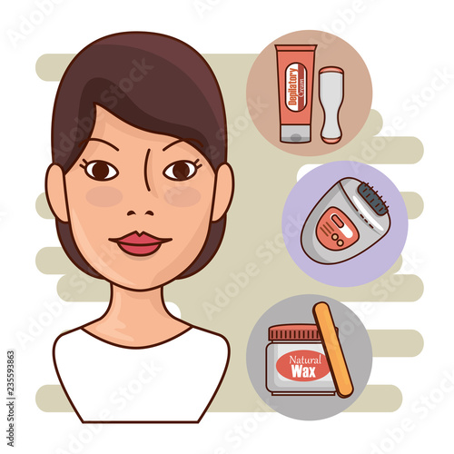 woman face with hair removal icons