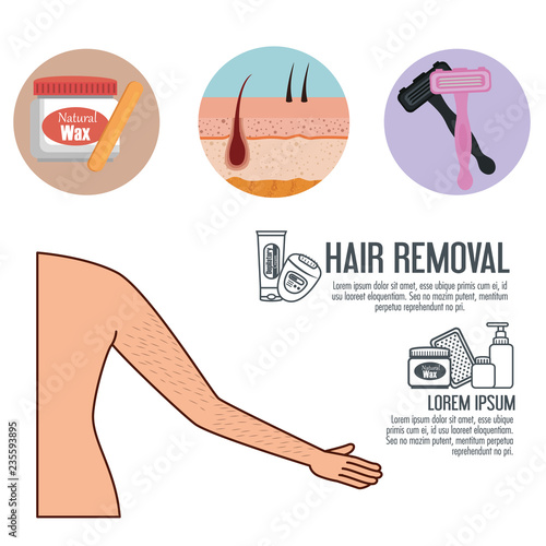 woman armpit with hair removal icons