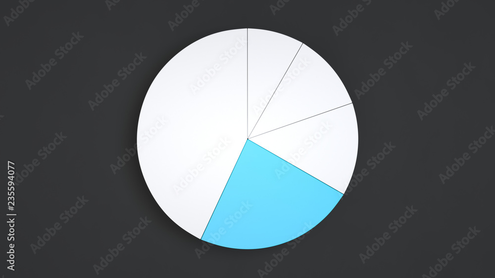 White pie chart with one blue sector White pie chart with one blue sector