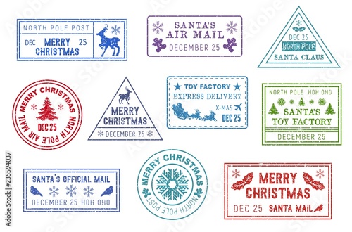 Santa Claus mail, Christmas post stamps