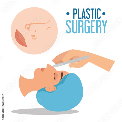 surgeon hands with woman plastic surgery process