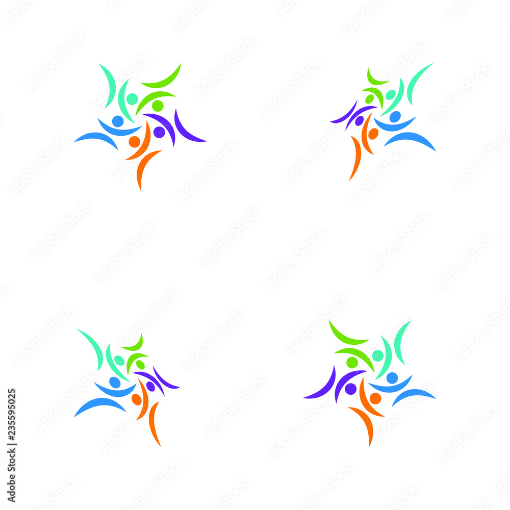 Fototapeta premium people teamwork group colorful logo template vector illustration